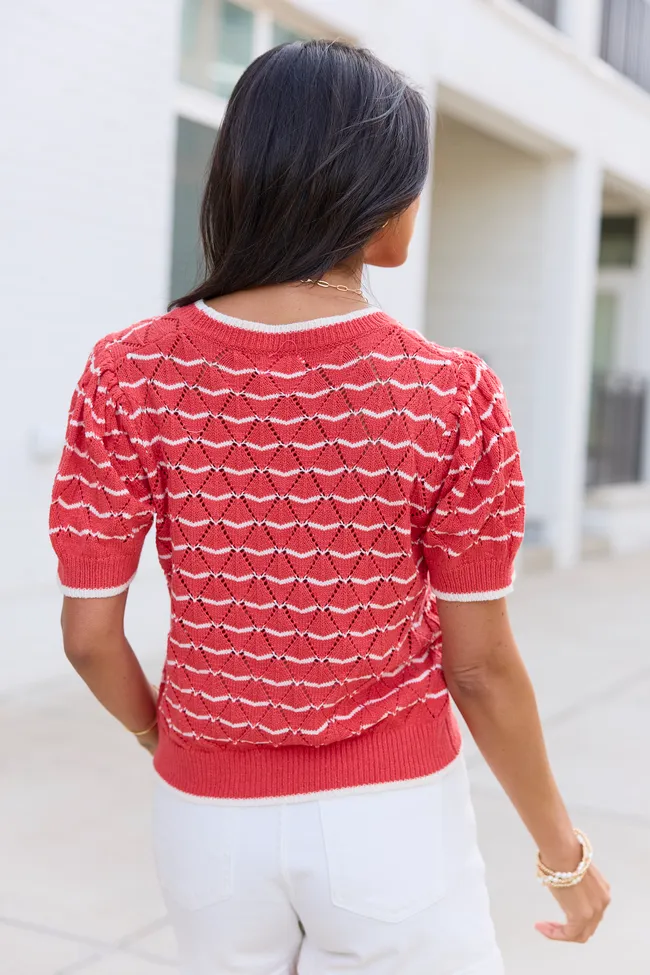 Eleanor Red And White Striped Cardigan sold by Pink Lily product image thumbnail 4