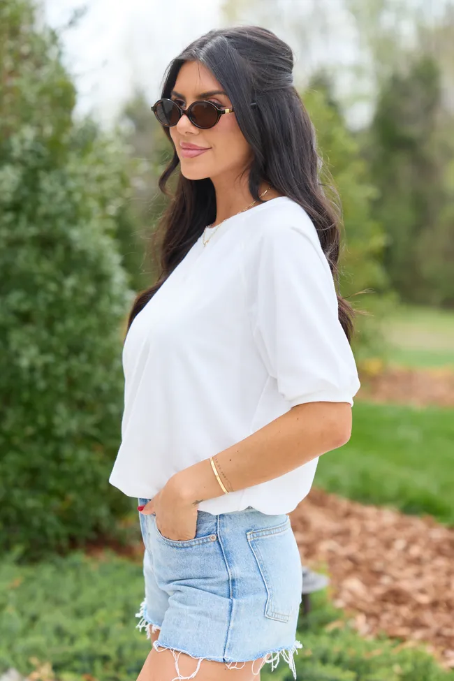Macey White Cropped Bubble Hem Tee sold by Pink Lily product image thumbnail 4