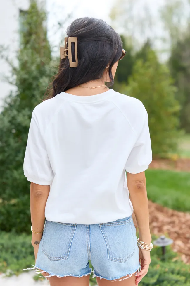 Macey White Cropped Bubble Hem Tee sold by Pink Lily product image thumbnail 5