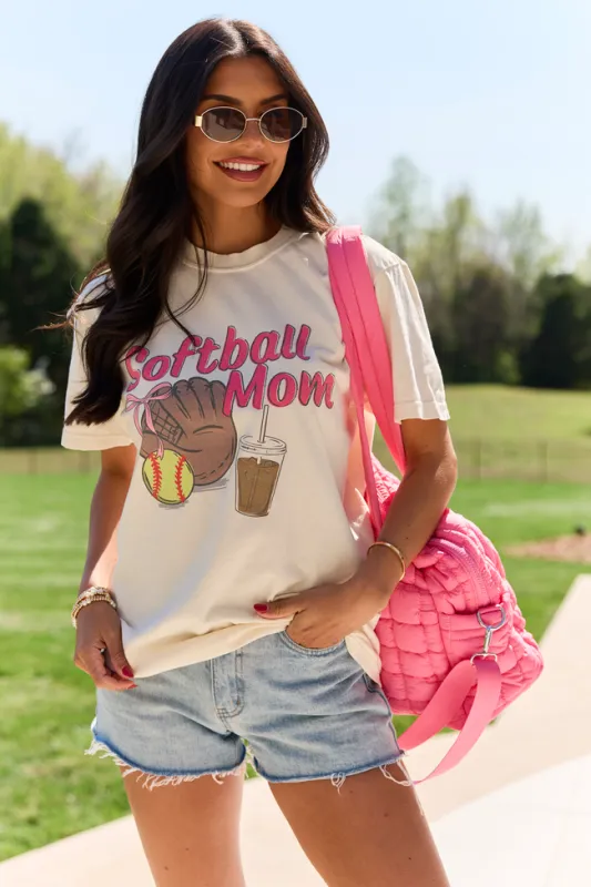 Softball Mom Ivory Graphic Tee made by Pink Lily