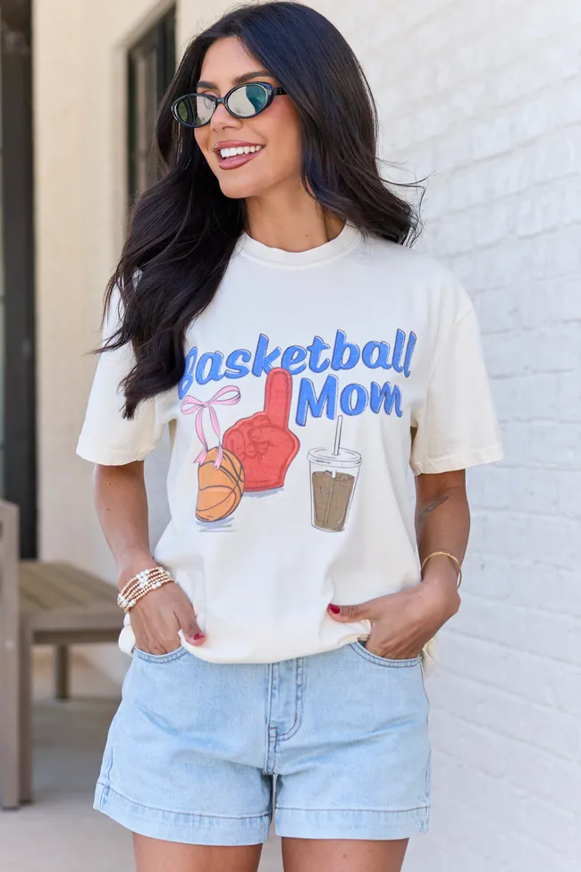 Basketball Mom Ivory Graphic Tee sold by Pink Lily