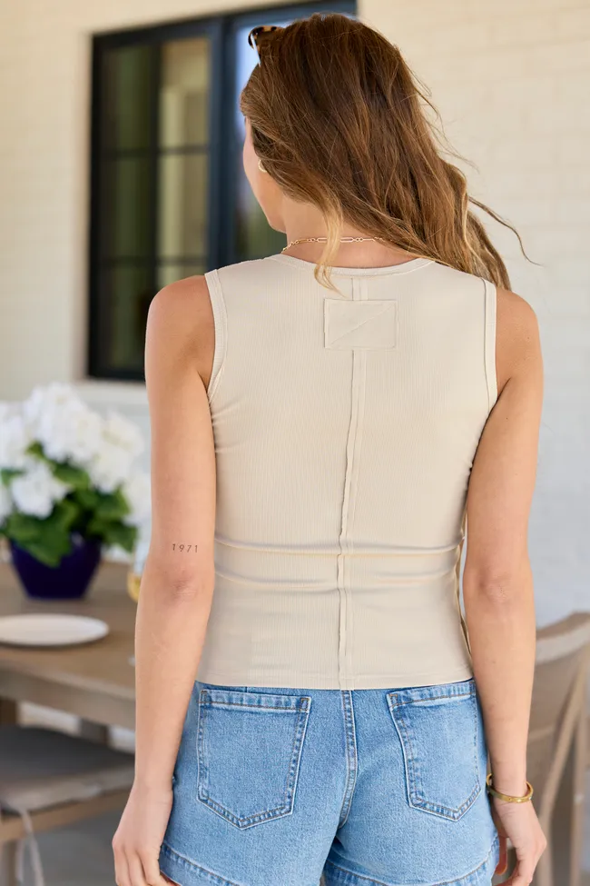 Hera Taupe Ribbed V-Neck Tank FINAL SALE sold by Pink Lily product image thumbnail 4