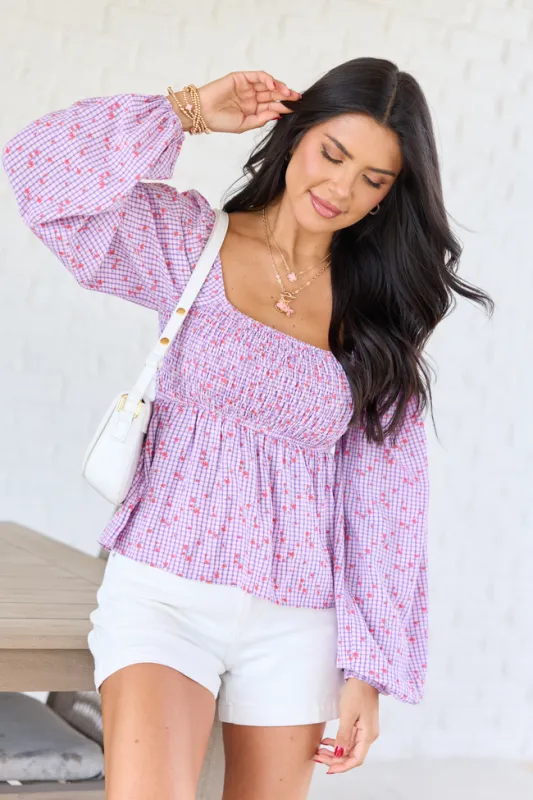 Darling Days Pink Floral And Gingham Top made by Pink Lily