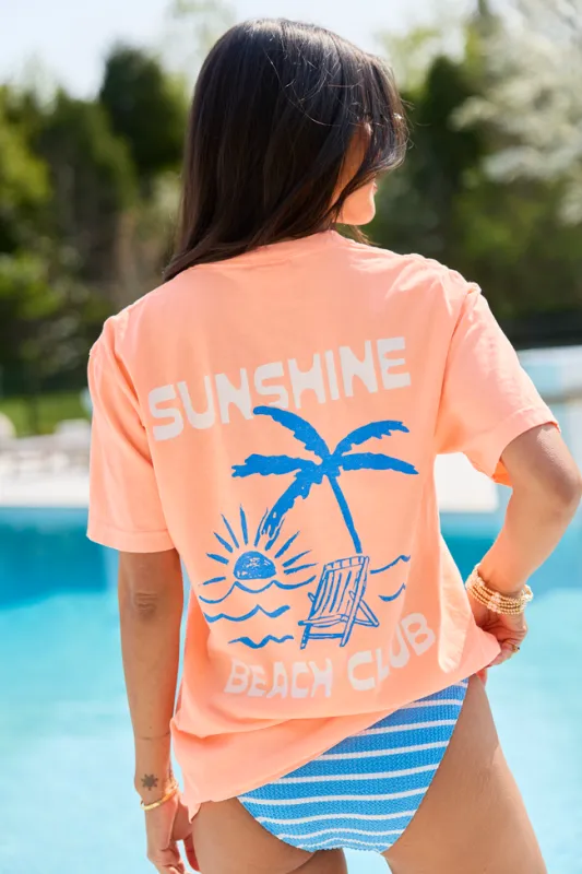 Sunshine Beach Club Neon Orange Comfort Colors Graphic Tee made by Pink Lily