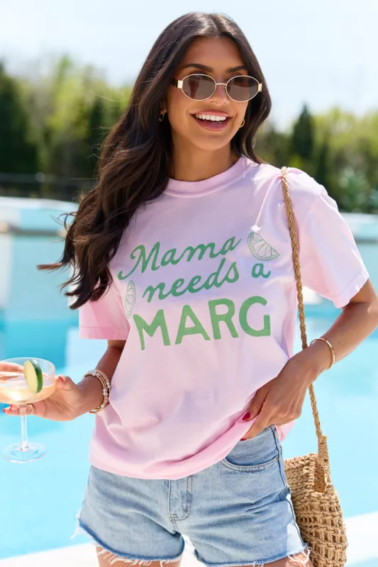 Mama Needs A Marg Light Pink Graphic Tee made by Pink Lily