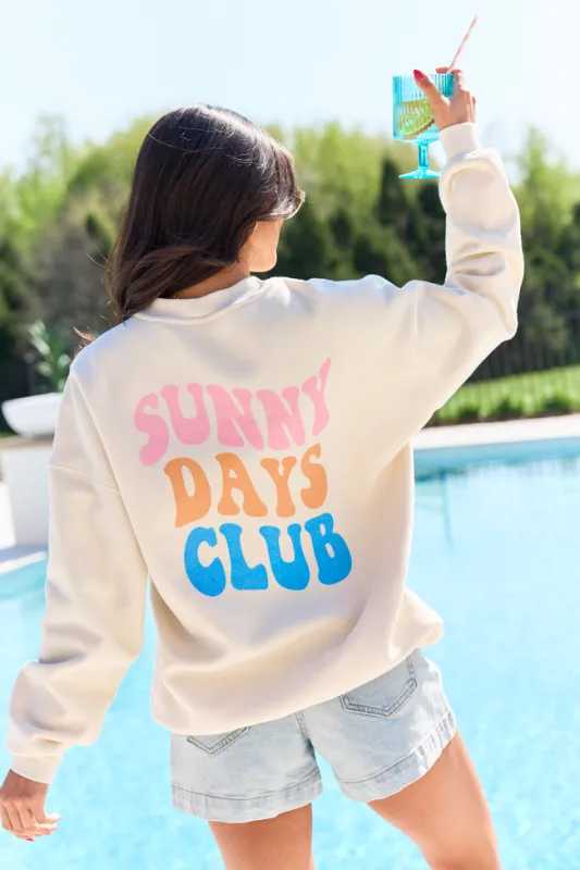 Sunny Days Club Cream Graphic Sweatshirt made by Pink Lily