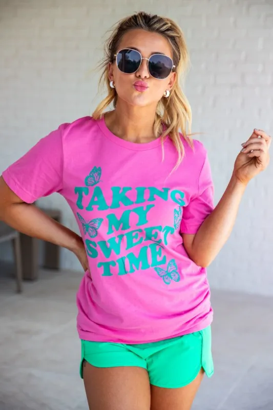 Taking my Sweet Time Pink Graphic Tee sold by Pink Lily