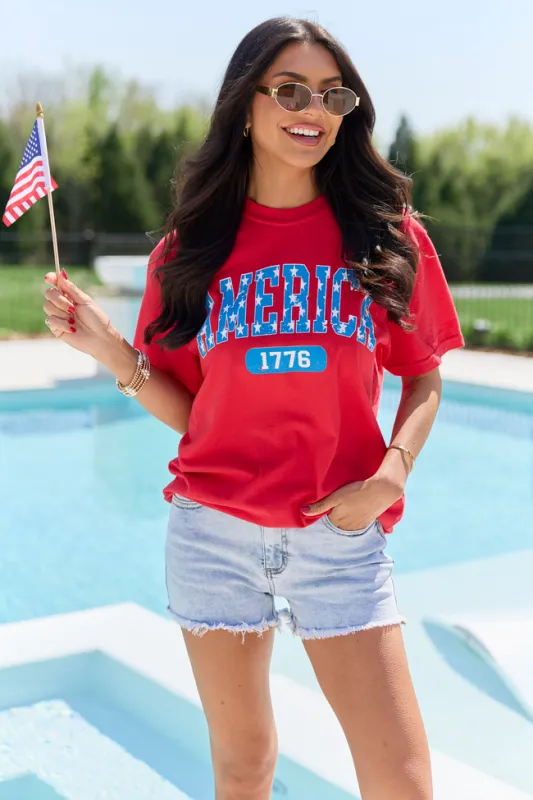 America Star 1776 Red Graphic Tee made by Pink Lily