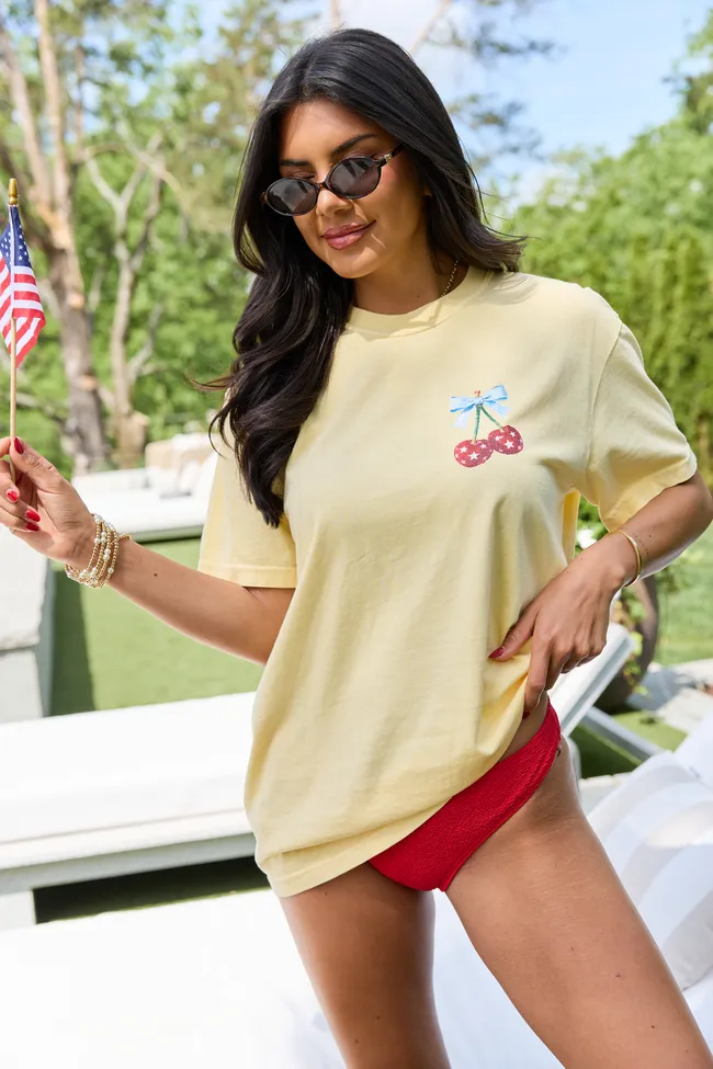 America's Sweetheart Cherry Yellow Graphic Tee sold by Pink Lily product image thumbnail 2