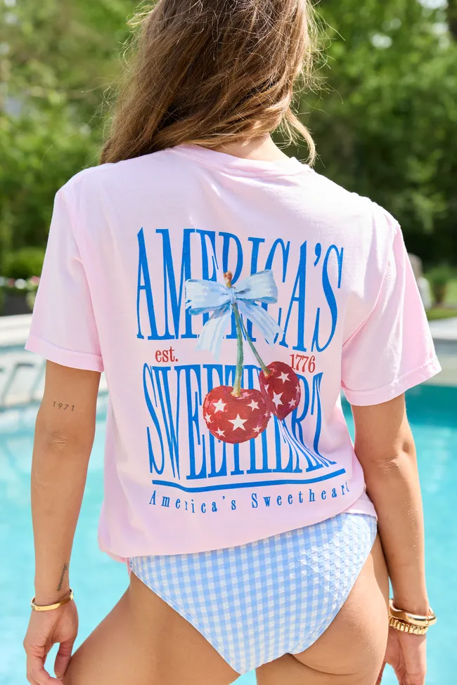 America's Sweetheart Cherry Light Pink Graphic Tee sold by Pink Lily