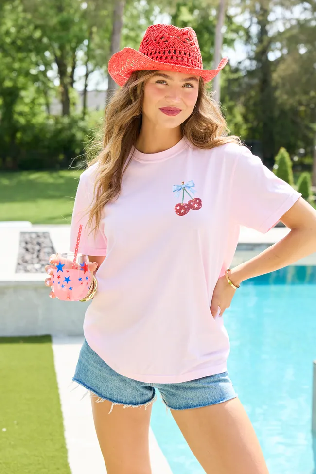 America's Sweetheart Cherry Light Pink Graphic Tee sold by Pink Lily product image thumbnail 2