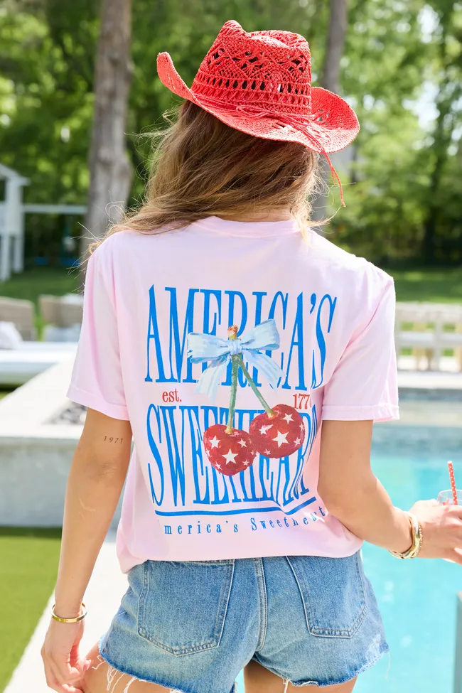 America's Sweetheart Cherry Light Pink Graphic Tee sold by Pink Lily product image thumbnail 3