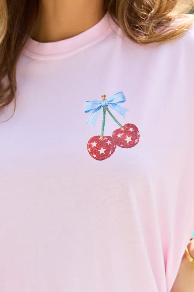 America's Sweetheart Cherry Light Pink Graphic Tee sold by Pink Lily product image thumbnail 4