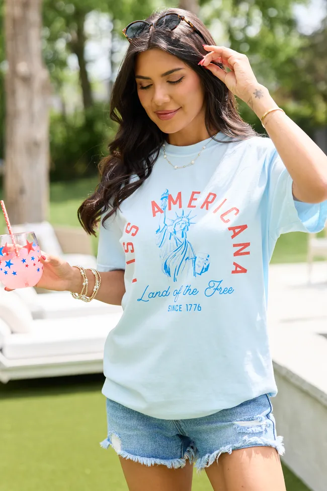 Miss Americana Light Blue Graphic Tee sold by Pink Lily product image thumbnail 5
