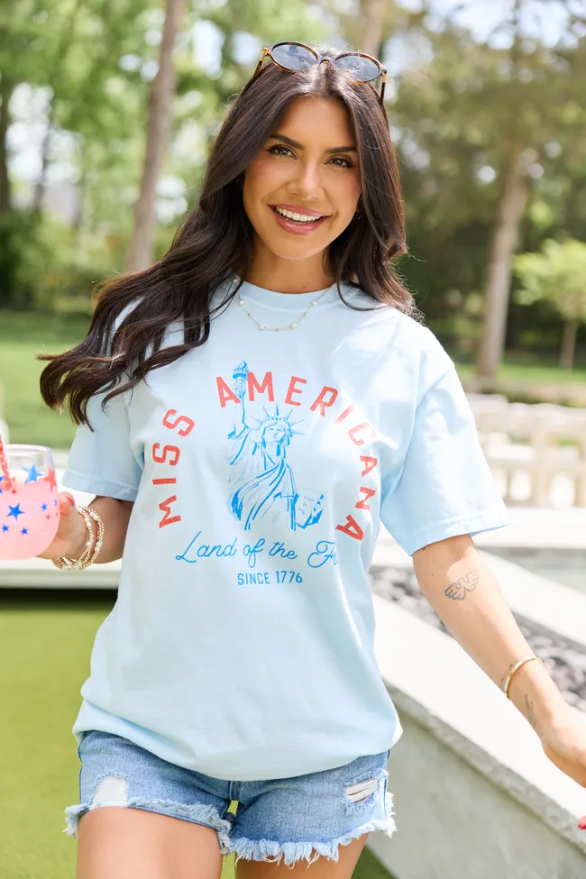 Miss Americana Light Blue Graphic Tee sold by Pink Lily product image thumbnail 4