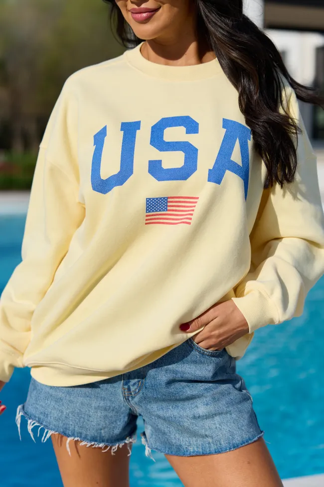 Athletic USA Flag Yellow Graphic Sweatshirt sold by Pink Lily product image thumbnail 2