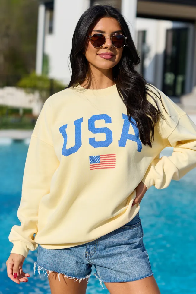 Athletic USA Flag Yellow Graphic Sweatshirt sold by Pink Lily product image thumbnail 4