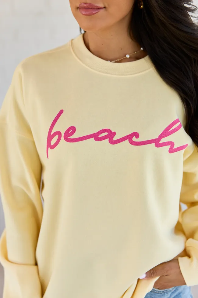 Beach Script Yellow Graphic Sweatshirt sold by Pink Lily product image thumbnail 2