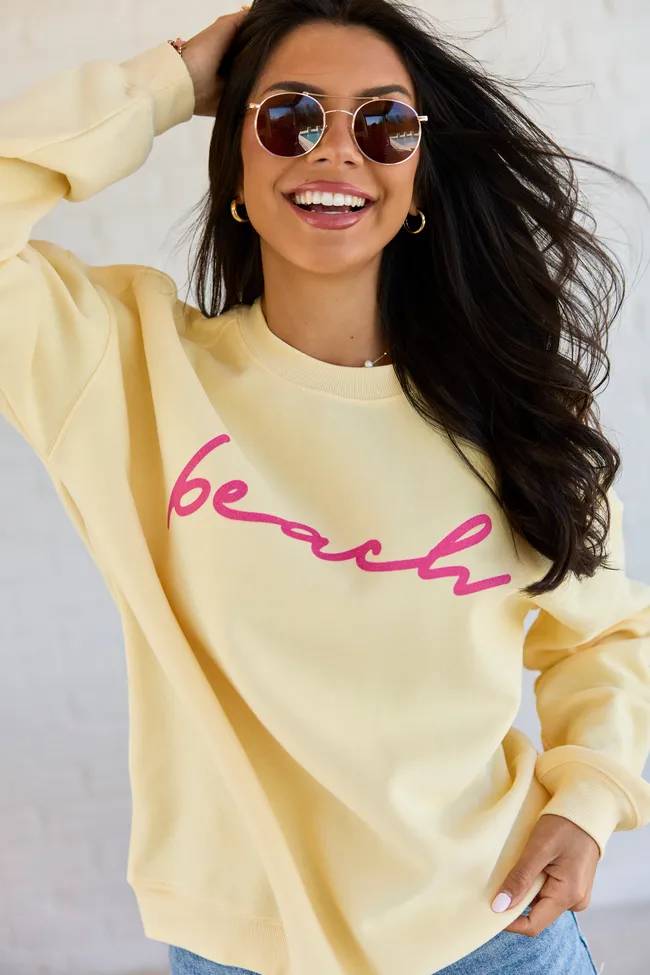 Beach Script Yellow Graphic Sweatshirt sold by Pink Lily product image thumbnail 3