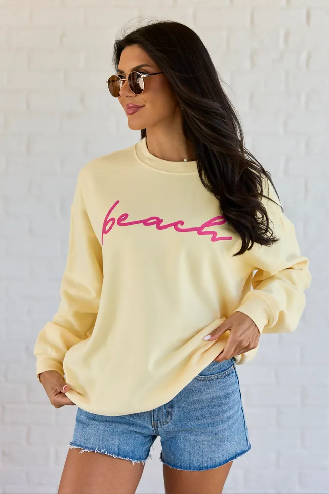 Beach Script Yellow Graphic Sweatshirt sold by Pink Lily product image thumbnail 4