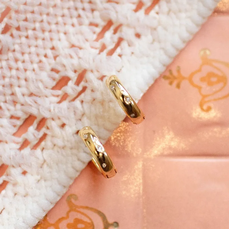 Charli Diamond Dot Hoop Earrings made by Pink Lily