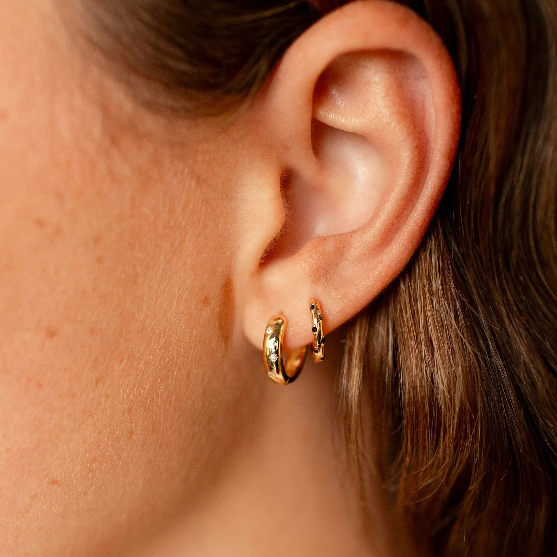 Charli Diamond Dot Hoop Earrings sold by Pink Lily product image thumbnail 5