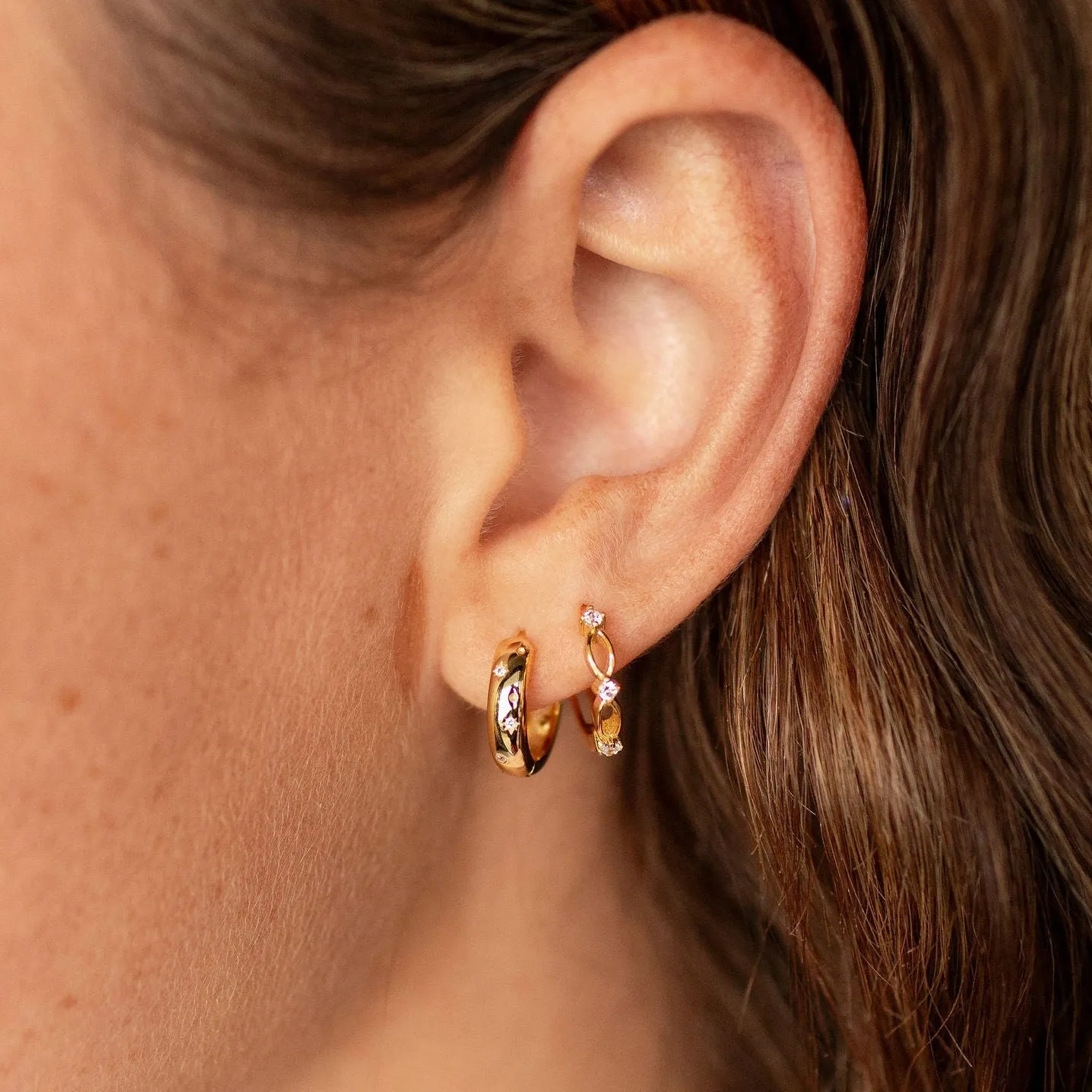 Charli Diamond Dot Hoop Earrings sold by Pink Lily product image thumbnail 2