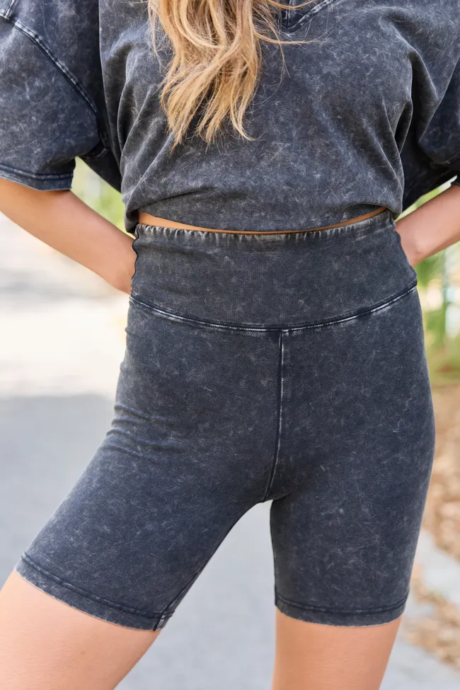 Britton Black Biker Shorts sold by Pink Lily