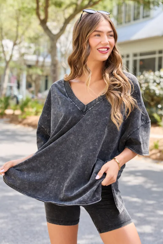Britton Black Oversized Tee made by Pink Lily