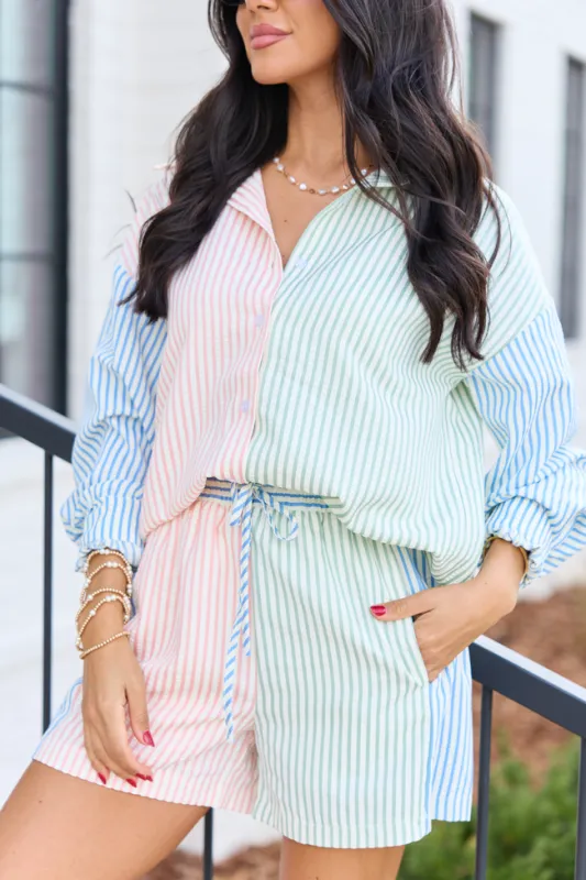 Marlow Multi Stripe Shorts SALE made by Pink Lily