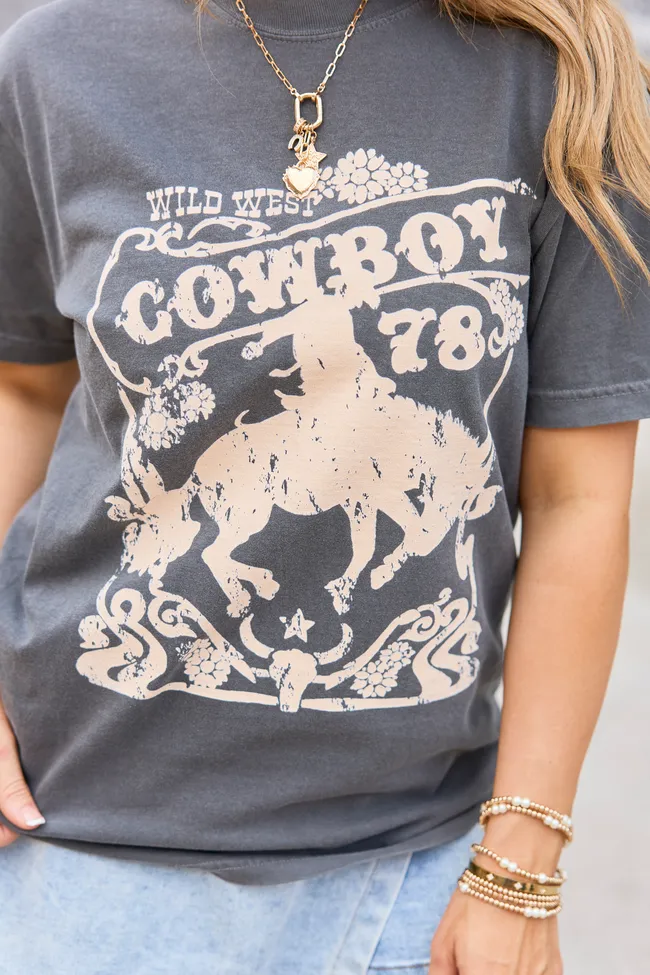 Wild West Cowboy Dark Grey Graphic Tee sold by Pink Lily product image thumbnail 2