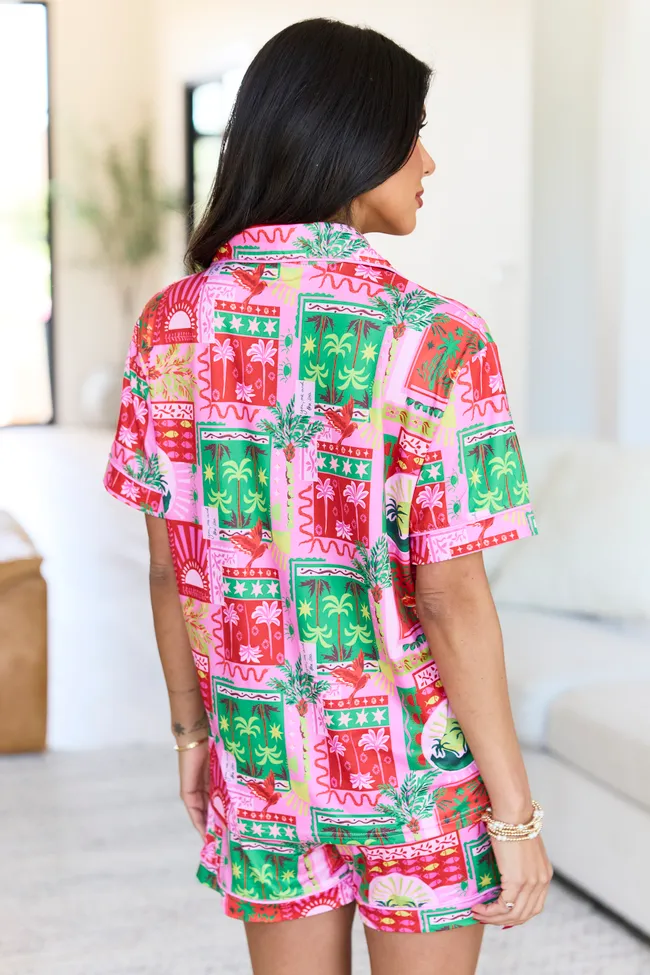 Cozy Crush Short Sleeve Pajama Top - Postcards From Paradise sold by Pink Lily product image thumbnail 5