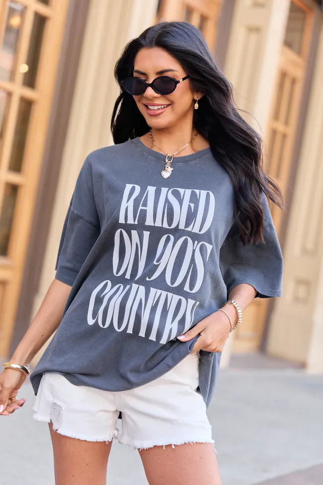 Raised On 90's Country Charcoal Oversized Graphic Tee sold by Pink Lily product image thumbnail 3