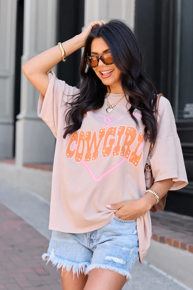 Cowgirl Taupe Oversized Graphic Tee sold by Pink Lily product image thumbnail 4