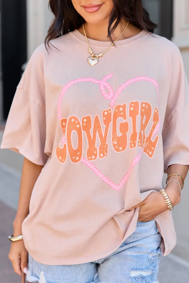 Cowgirl Taupe Oversized Graphic Tee sold by Pink Lily product image thumbnail 2