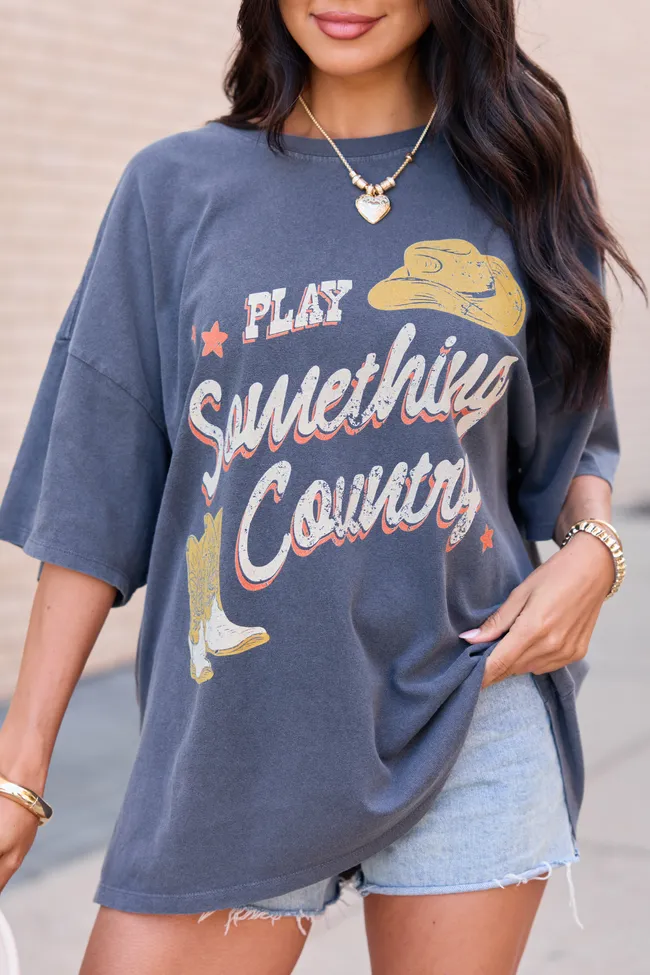 Play Something Country Charcoal Oversized Graphic Tee sold by Pink Lily product image thumbnail 4