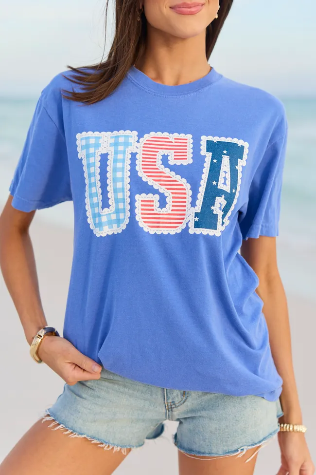 USA Lace Print Blue Graphic Tee sold by Pink Lily product image thumbnail 2