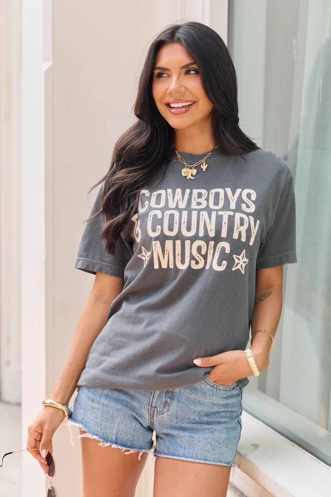 Cowboys and Country Music Dark Grey Graphic Tee sold by Pink Lily product image thumbnail 4