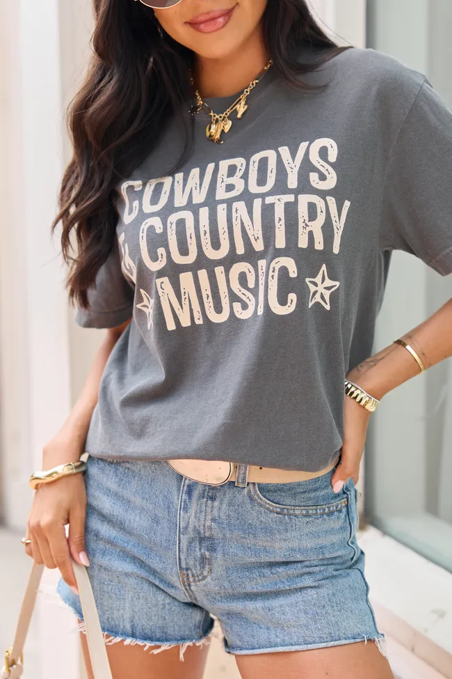 Cowboys and Country Music Dark Grey Graphic Tee sold by Pink Lily product image thumbnail 2