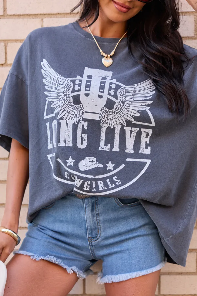 Long Live Cowgirls Charcoal Oversized Graphic Tee sold by Pink Lily product image thumbnail 2