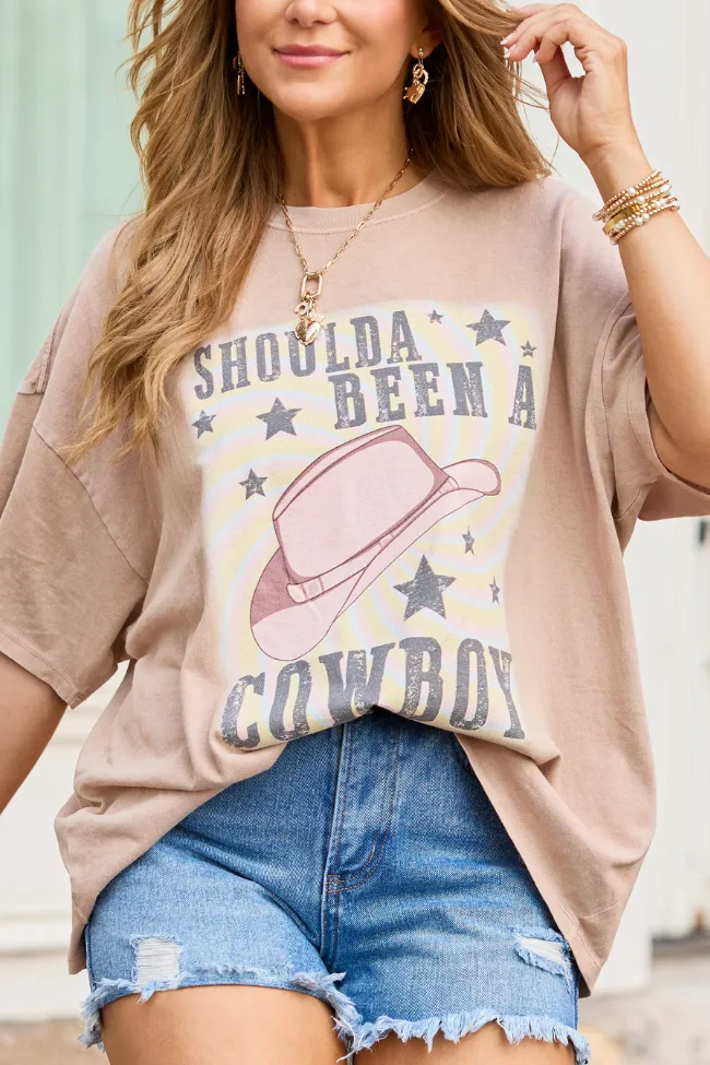 Shoulda Been A Cowboy Taupe Oversized Graphic Tee sold by Pink Lily product image thumbnail 2
