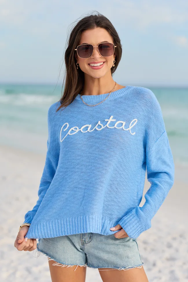 Off To The Beach Blue Coastal Script Sweater sold by Pink Lily product image thumbnail 2