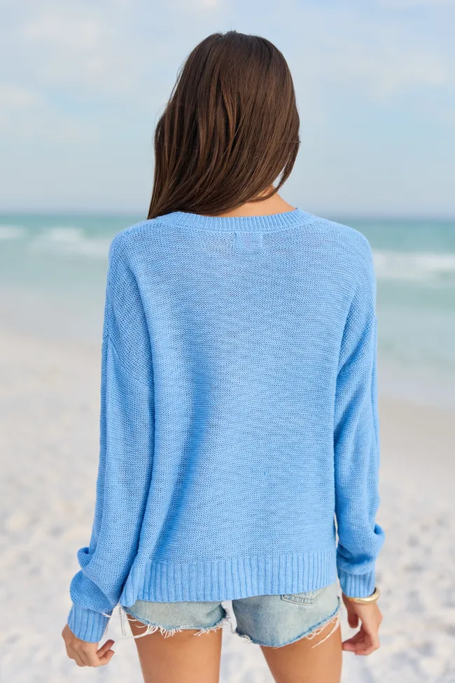 Off To The Beach Blue Coastal Script Sweater sold by Pink Lily product image thumbnail 5