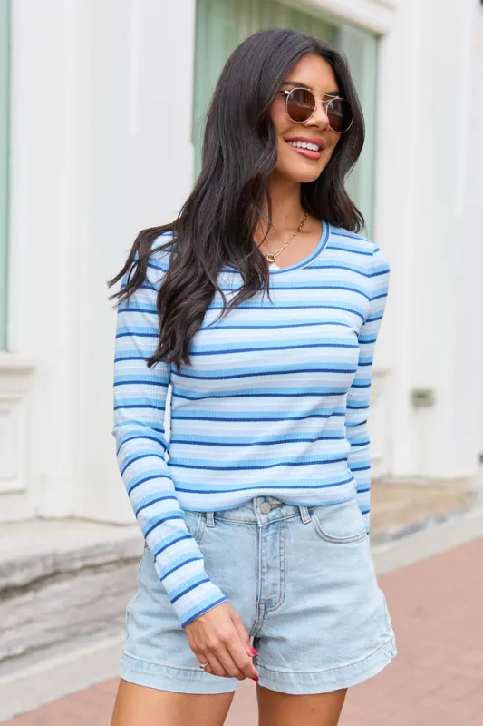 Mynzi Blue Striped Top made by Pink Lily