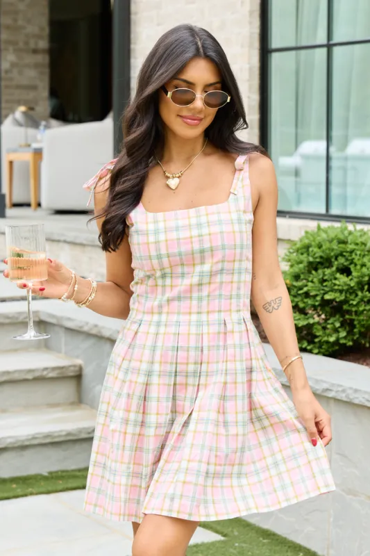 Claudia Pink Plaid Dress SALE made by Pink Lily