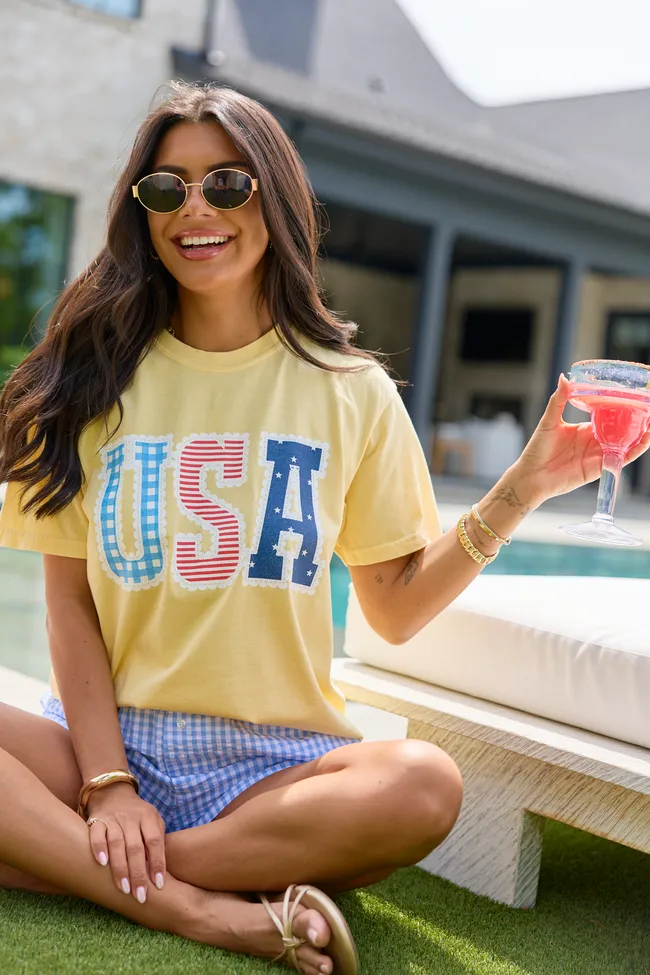 GWP - USA Lace Print Yellow Graphic Tee sold by Pink Lily product image thumbnail 2