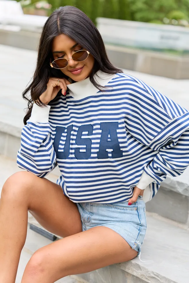 USA Striped Mock Neck Sweatshirt SALE sold by Pink Lily product image thumbnail 3