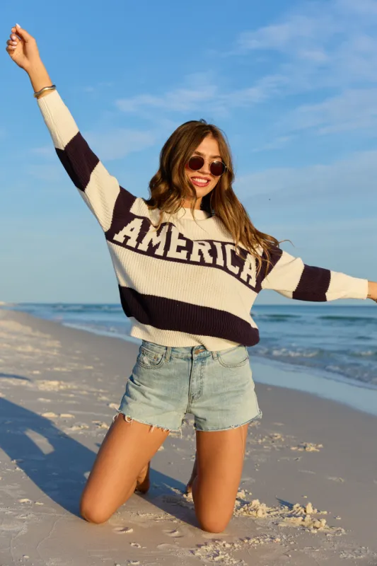 America Black And White Striped Sweater made by Le Lis
