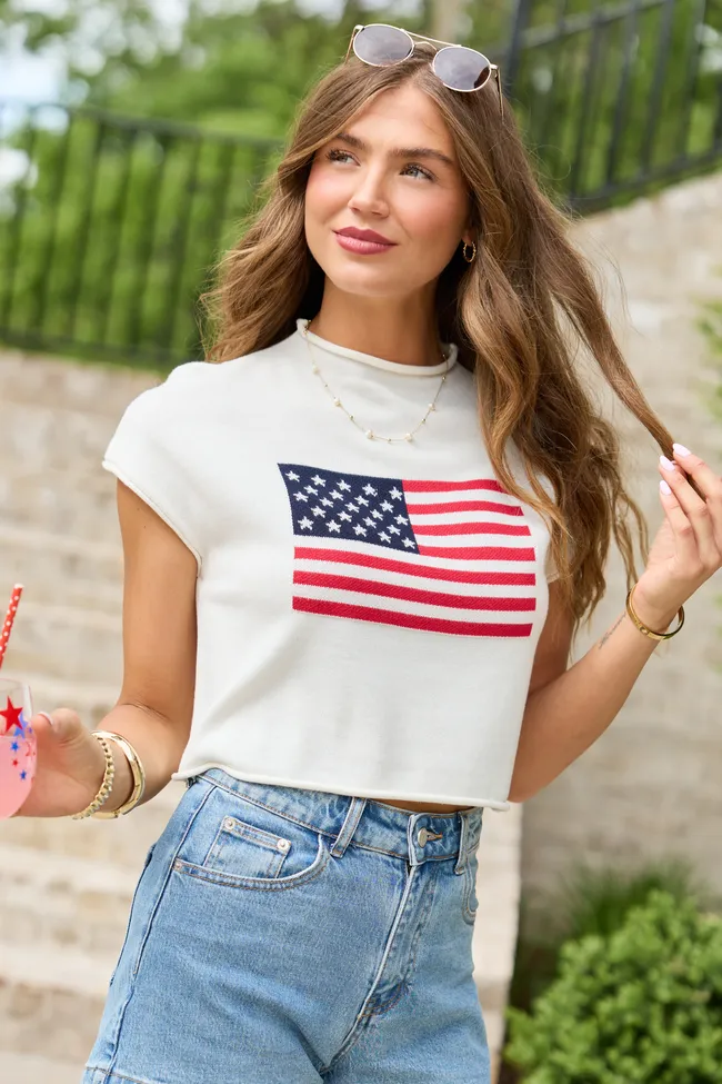 White American Flag Knit Top sold by Pink Lily product image thumbnail 3