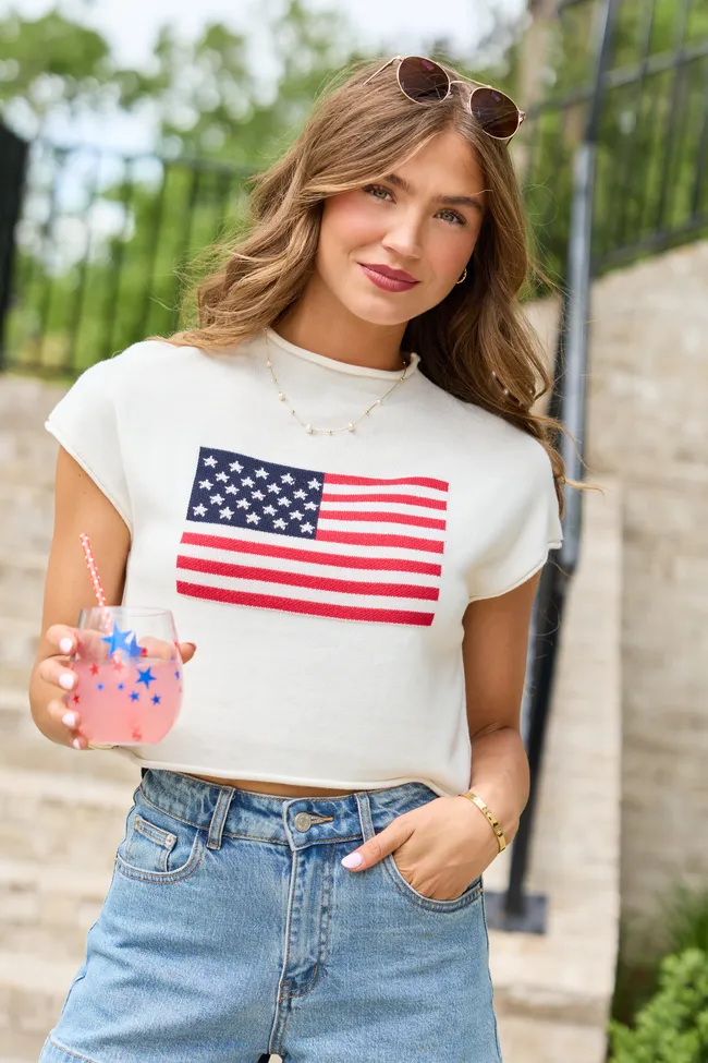 White American Flag Knit Top sold by Pink Lily